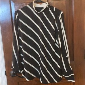 Who What Wear black and cream striped blouse